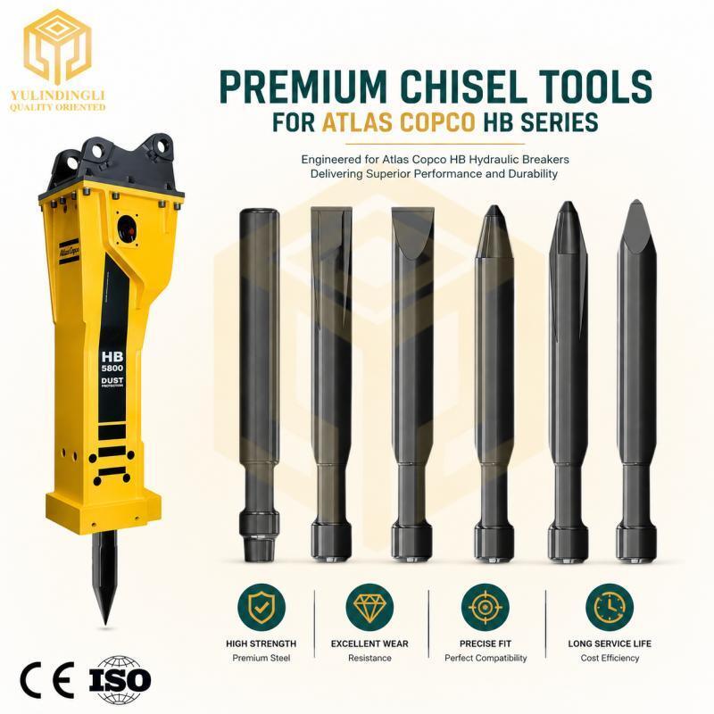 Custom ATLAS COPCO Breaker Parts Moil Point Hydraulic Chisel For Rock Breaking Quarrying