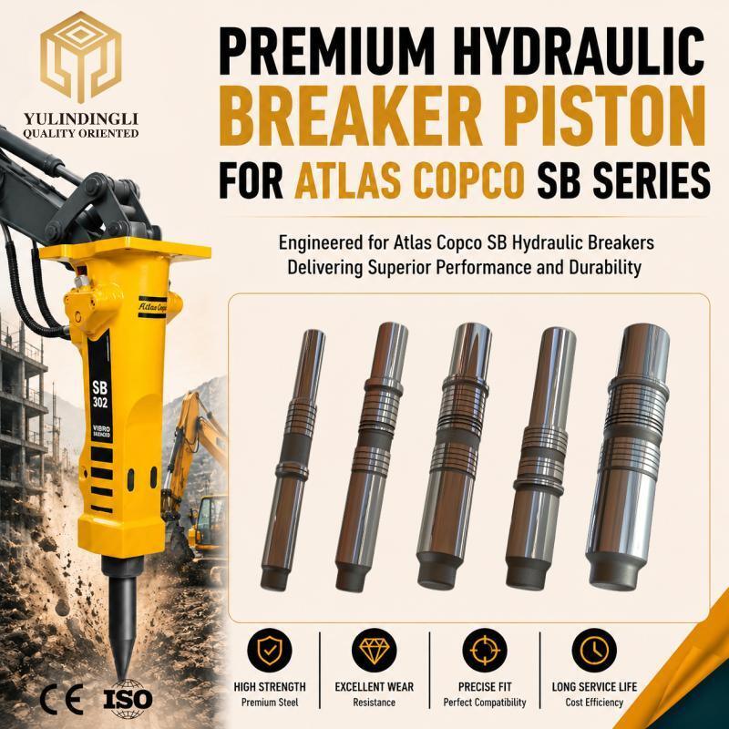 42CrMo Forged Alloy Steel Hydraulic Breaker Piston Bits Atlas Copco Rock Hammer Parts For Demolition